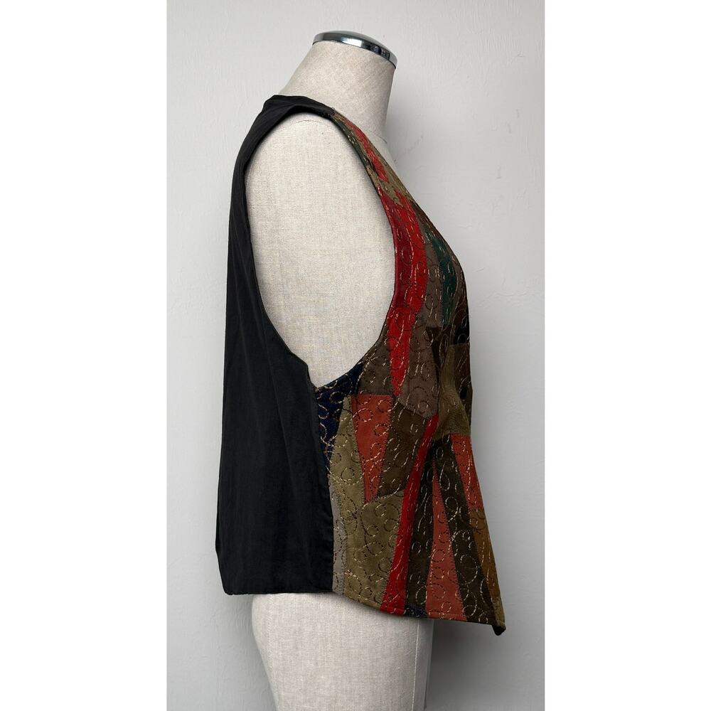 Exceptional Leather Suede Patchwork Vest Embroide… - image 6